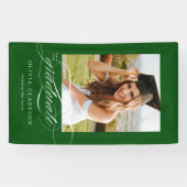 Green Elegant Script Abschluss Foto Party Banner (Horizontal)