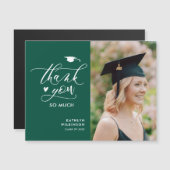 Green Elegant Script Simple Abschluss Vielen Dank Magnetkarte (Vorne/Hinten)