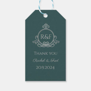 Green Elegant Silver Calligraphy Wedding Danke Geschenkanhänger