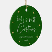 Green Elegant Star Foto Baby's First Christmas Keramik Ornament (Rechts)
