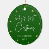 Green Elegant Star Foto Baby's First Christmas Keramik Ornament (Links)