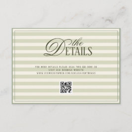 Green Elegant Timeless Wedding QR code Details Begleitkarte