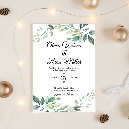 Green Elegant Wedding Einladung