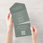 Green Elegant Wedding Qr Code UAWG All In One Einladung (Abreißen)