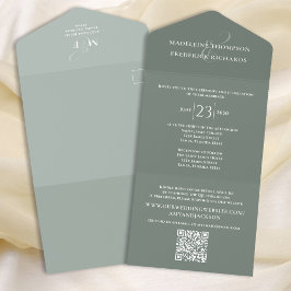 Green Elegant Wedding Qr Code UAWG All In One Einladung