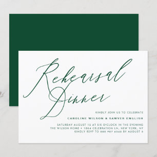 Green Elegante Calligraphy Probe Dinner Einladung