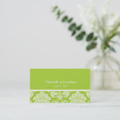 Green Elegante Damask Business Card Visitenkarte (Stehend Vorderseite)