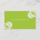 Green Elegante Damask Business Card Visitenkarte (Rückseite)