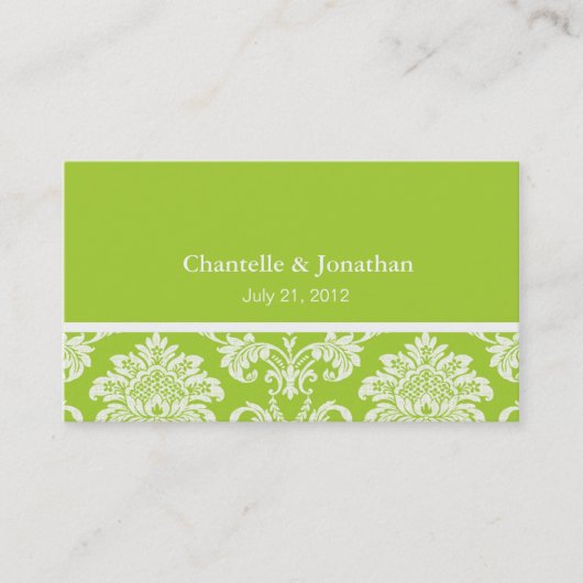 Green Elegante Damask Business Card Visitenkarte (Vorderseite)