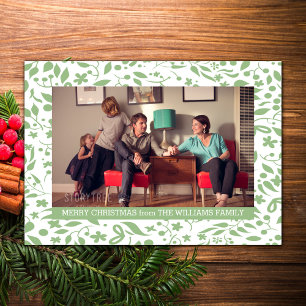 Green Elegante Foliage Holiday Foto Flat Feiertagskarte