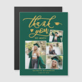 Green Elegante Gold 4 Foto Abschluss Vielen Dank Magnetkarte (Vorne/Hinten)