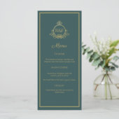 Green Elegante Golden Calligraphy Wedding Menu Menükarte (Stehend Vorderseite)