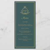 Green Elegante Golden Calligraphy Wedding Menu Menükarte (Vorderseite)