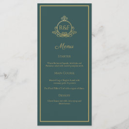 Green Elegante Golden Calligraphy Wedding Menu Menükarte