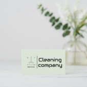 Green Elegante Minimalistisch Cleaning Company Sim Visitenkarte (Stehend Vorderseite)