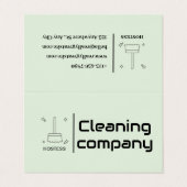 Green Elegante Minimalistisch Cleaning Company Sim Visitenkarten (Außenseite Aufgefaltet)