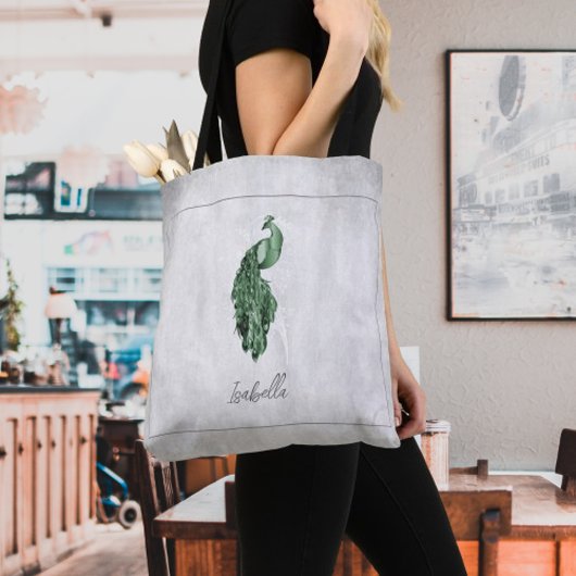 Green Elegante Pfau Personalisiert Tote Bag Tasche