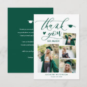 Green Elegante Script 4 Foto Abschluss Vielen Dank Einladung (Vorne/Hinten)