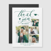 Green Elegante Script 4 Foto Abschluss Vielen Dank Magnetkarte (Vorne/Hinten)