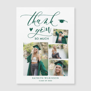 Green Elegante Script 4 Foto Abschluss Vielen Dank Magnetkarte