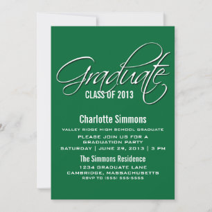 Green Elegante Script Abschluss laden ein Einladung