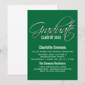 Green Elegante Script Abschluss laden ein Einladung (Vorne/Hinten)