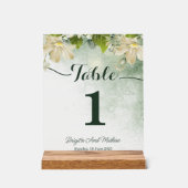 Green Elegante Wedding Tischnummer Card Acrylschild (Vorderseite)