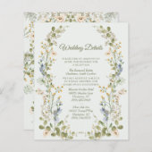 Green Elegante Wildblume Hochzeitkarte (Vorne/Hinten)
