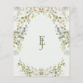 Green Elegante Wildblume Hochzeitkarte (Rückseite)