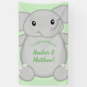 Green Elephant Baby Dusche Banner