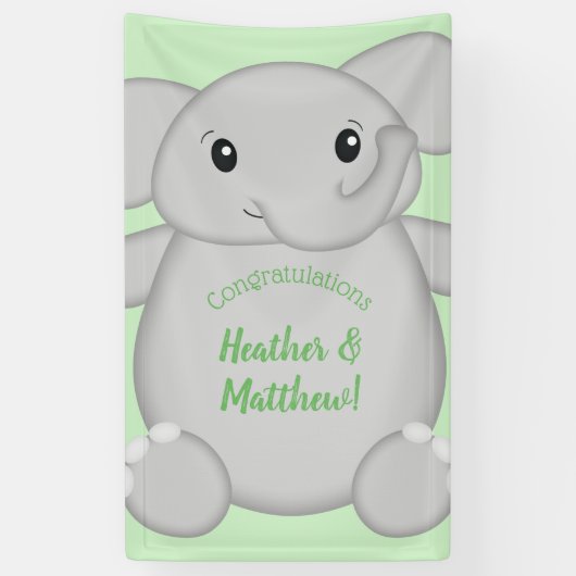 Green Elephant Baby Dusche Banner (Vertikal)