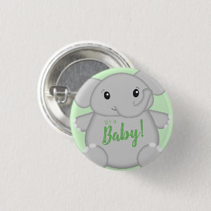 Green Elephant Baby Dusche Button
