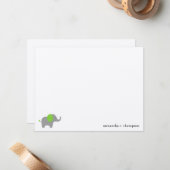 Green Elephant Baby Dusche Danke Note Card Mitteilungskarte (Vorderseite/Rückseite Beispiel)