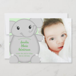 Green Elephant Baby Dusche Einladung