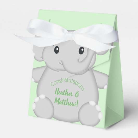 Green Elephant Baby Dusche Geschenkschachtel (Vorderseite)