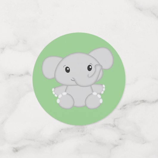 Green Elephant Baby Dusche Konfetti (Klein Vorderseite)