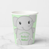 Green Elephant Baby Dusche Pappbecher (Rückseite)
