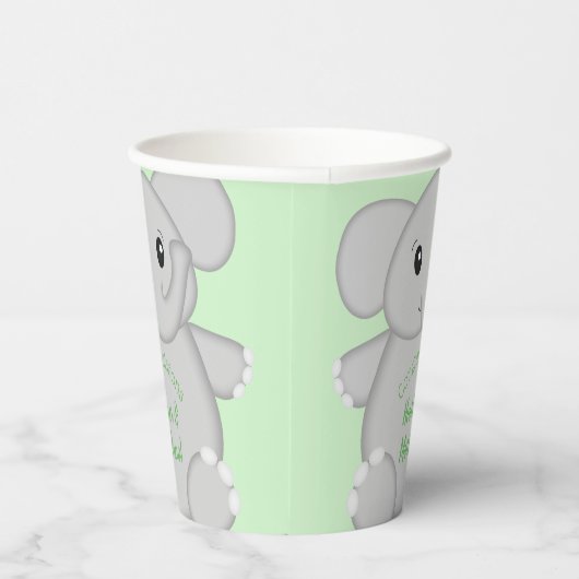 Green Elephant Baby Dusche Pappbecher (Rechts)