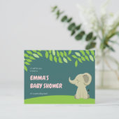 Green Elephant Baby Dusche Postkarte (Stehend Vorderseite)