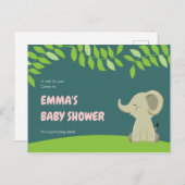 Green Elephant Baby Dusche Postkarte (Vorne/Hinten)