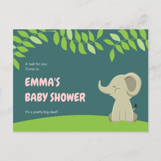 Green Elephant Baby Dusche Postkarte (Vorderseite)