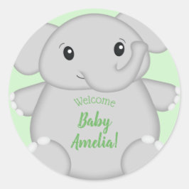 Green Elephant Baby Dusche Runder Aufkleber