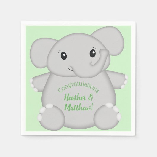 Green Elephant Baby Dusche Serviette (Vorderseite)