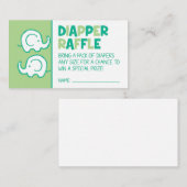 Green Elephant Diaper Raffle Ticket Begleitkarte (Vorne/Hinten)