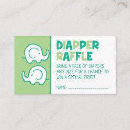Green Elephant Diaper Raffle Ticket Begleitkarte