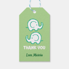 Green Elephant Gift Tag Geschenkanhänger