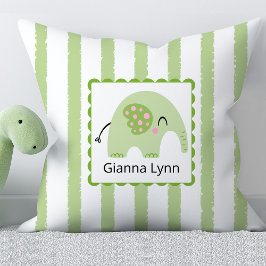 Green Elephant Monogram Baby Boy Girl Kissen