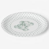 Green Elephant Punkt Babydusche Pappteller (Schrägansicht)
