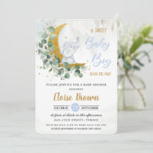 Green Elephant Sweet Baby Boy Dusche Inv Einladung (Stehend Vorderseite)