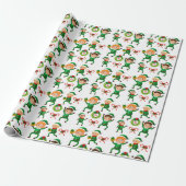 Green Elf Candy Cane Christmas Watercolor Geschenkpapier (Ungerollt)